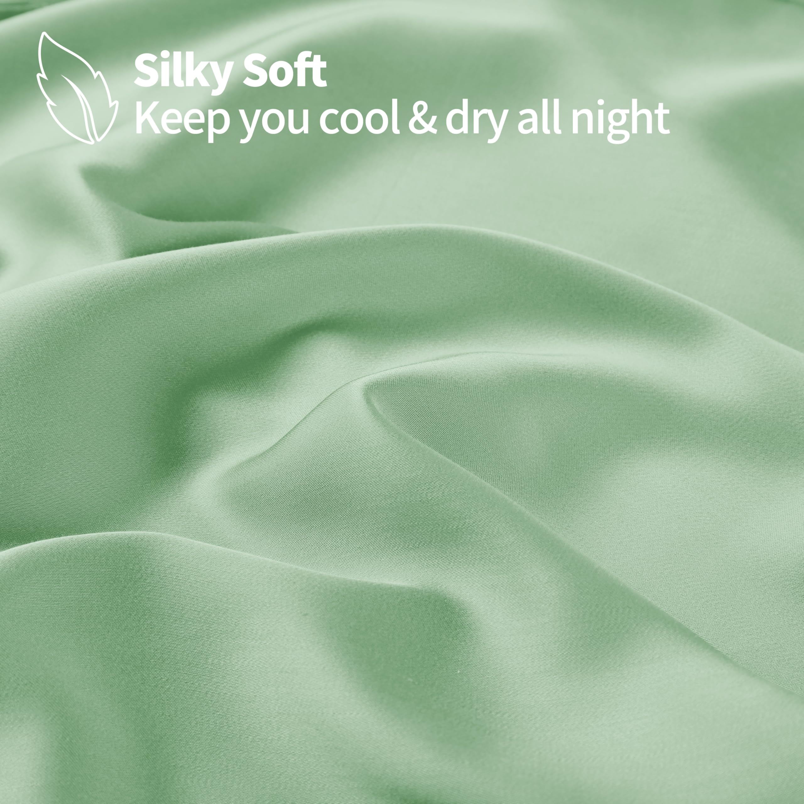 Bamboo Viscose Cooling Fitted Sheet Cal King Size Only, 400 Thread Count, 16'' Deep Pocket Cooling Bottom Sheets For Hot Sleeper